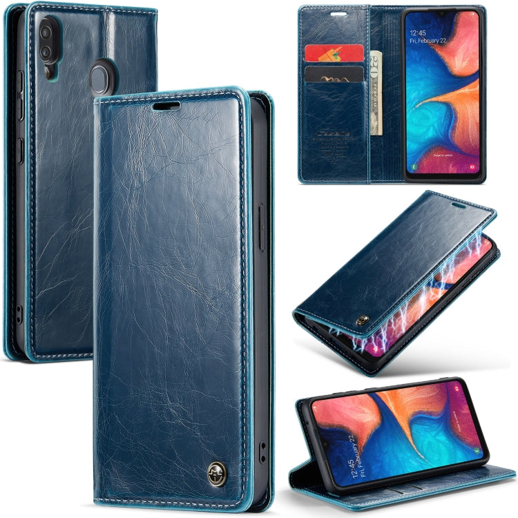 For Samsung Galaxy A20／A30／M10S CaseMe 003 Crazy Horse Texture Leather Phone Case(Blue) - Galaxy Phone Cases by CaseMe | Online Shopping South Africa | PMC Jewellery | Buy Now Pay Later Mobicred