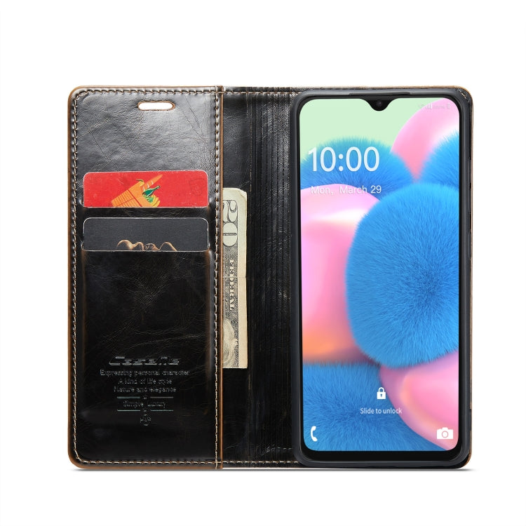 For Samsung Galaxy A30s／A50s／A50 CaseMe 003 Crazy Horse Texture Leather Phone Case(Coffee) - Galaxy Phone Cases by CaseMe | Online Shopping South Africa | PMC Jewellery | Buy Now Pay Later Mobicred