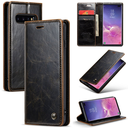 For Samsung Galaxy S10+ CaseMe 003 Crazy Horse Texture Leather Phone Case(Coffee) - Galaxy Phone Cases by CaseMe | Online Shopping South Africa | PMC Jewellery | Buy Now Pay Later Mobicred