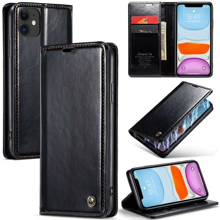 For iPhone 11 CaseMe 003 Crazy Horse Texture Leather Phone Case(Black) - iPhone 11 Cases by CaseMe | Online Shopping South Africa | PMC Jewellery | Buy Now Pay Later Mobicred