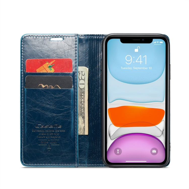 For iPhone 11 CaseMe 003 Crazy Horse Texture Leather Phone Case(Blue) - iPhone 11 Cases by CaseMe | Online Shopping South Africa | PMC Jewellery | Buy Now Pay Later Mobicred