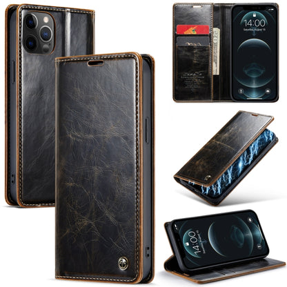 For iPhone 12 Pro Max CaseMe 003 Crazy Horse Texture Leather Phone Case(Coffee) - iPhone 12 Pro Max Cases by CaseMe | Online Shopping South Africa | PMC Jewellery | Buy Now Pay Later Mobicred