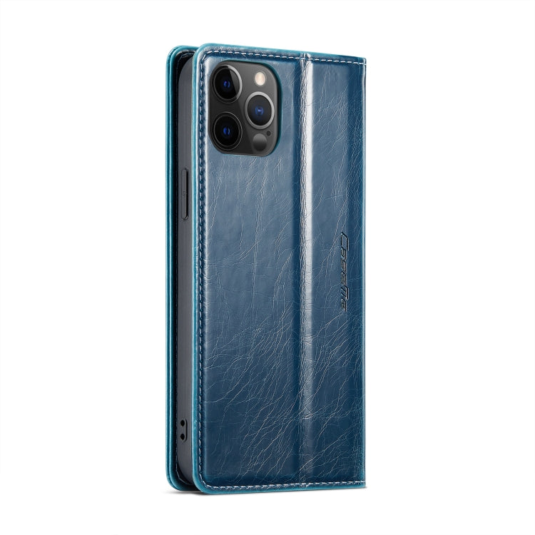 For iPhone 12 Pro Max CaseMe 003 Crazy Horse Texture Leather Phone Case(Blue) - iPhone 12 Pro Max Cases by CaseMe | Online Shopping South Africa | PMC Jewellery | Buy Now Pay Later Mobicred