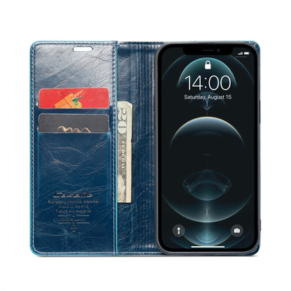 For iPhone 12 Pro Max CaseMe 003 Crazy Horse Texture Leather Phone Case(Blue) - iPhone 12 Pro Max Cases by CaseMe | Online Shopping South Africa | PMC Jewellery | Buy Now Pay Later Mobicred