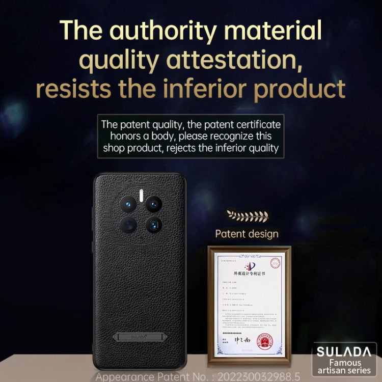 For Huawei Mate 50 Pro SULADA Invisible Bracket Leather Back Cover Phone Case(Black) - free shipping - PMC TechLife - Order now!