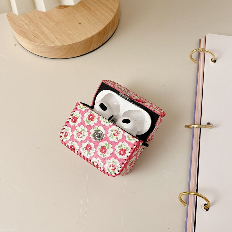 For AirPods Pro 2 PU Leather Wireless Earphone Case(Little Red Flower) - For AirPods Pro 2 by PMC Jewellery | Online Shopping South Africa | PMC Jewellery | Buy Now Pay Later Mobicred