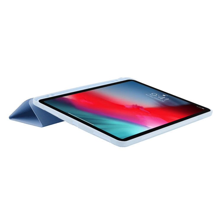 Skin Feel Pen Holder Tri-fold Tablet Leather Case For iPad Air 13 2024 / iPad Pro 12.9 2022 / 2021 / 2020 / 2018(Light Blue) - iPad Pro 12.9 (2022/2021) Cases by PMC TechLife | Online Shopping South Africa | PMC TechLife | Buy Now Pay Later Mobicred
