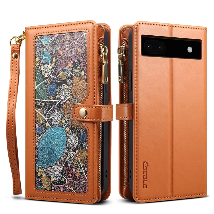 For Google Pixel 6a ESEBLE Star Series Lanyard Zipper Wallet RFID Leather Case(Brown) - Google Cases by ESEBLE | Online Shopping South Africa | PMC TechLife | Buy Now Pay Later Mobicred