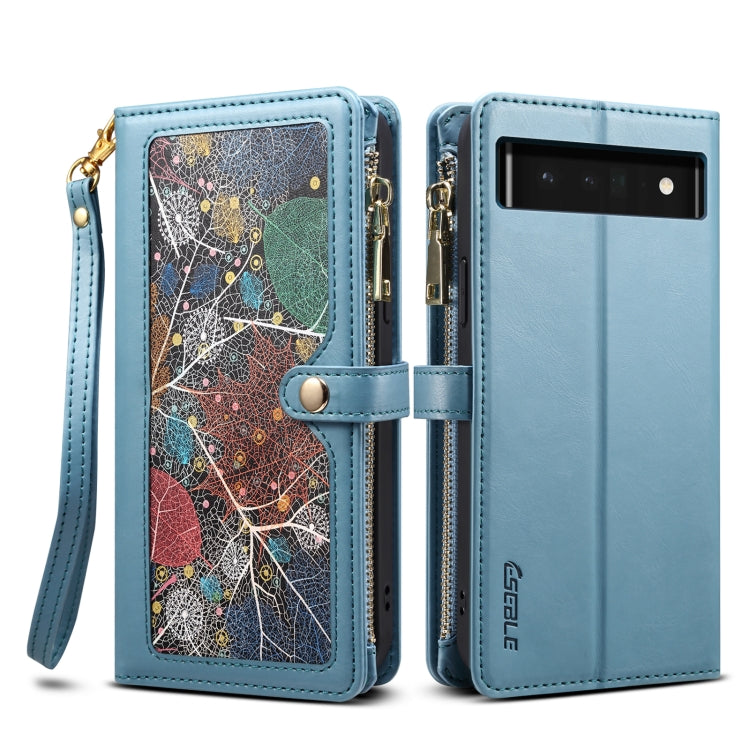For Google Pixel 6 Pro ESEBLE Star Series Lanyard Zipper Wallet RFID Leather Case(Blue) - Google Cases by ESEBLE | Online Shopping South Africa | PMC TechLife | Buy Now Pay Later Mobicred