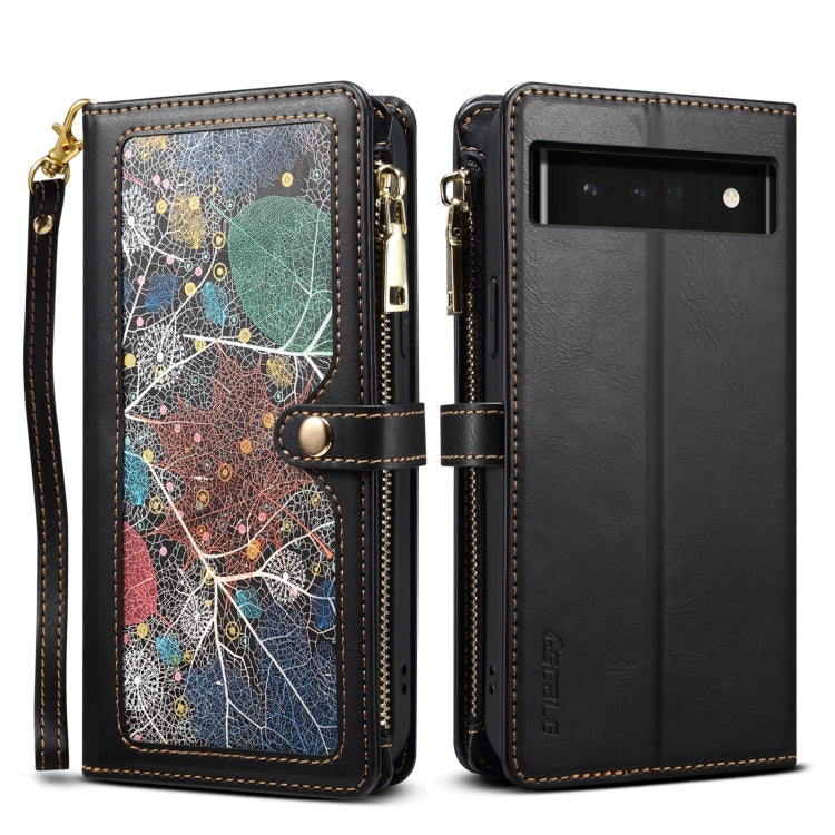 For Google Pixel 6 Pro ESEBLE Star Series Lanyard Zipper Wallet RFID Leather Case(Black) - Google Cases by ESEBLE | Online Shopping South Africa | PMC TechLife | Buy Now Pay Later Mobicred