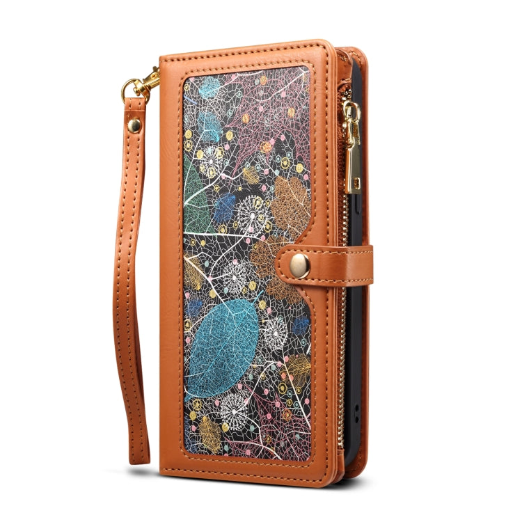For Samsung Galaxy S22 Ultra 5G ESEBLE Star Series Lanyard Zipper Wallet RFID Leather Case(Brown) - Galaxy S22 Ultra 5G Cases by ESEBLE | Online Shopping South Africa | PMC TechLife | Buy Now Pay Later Mobicred