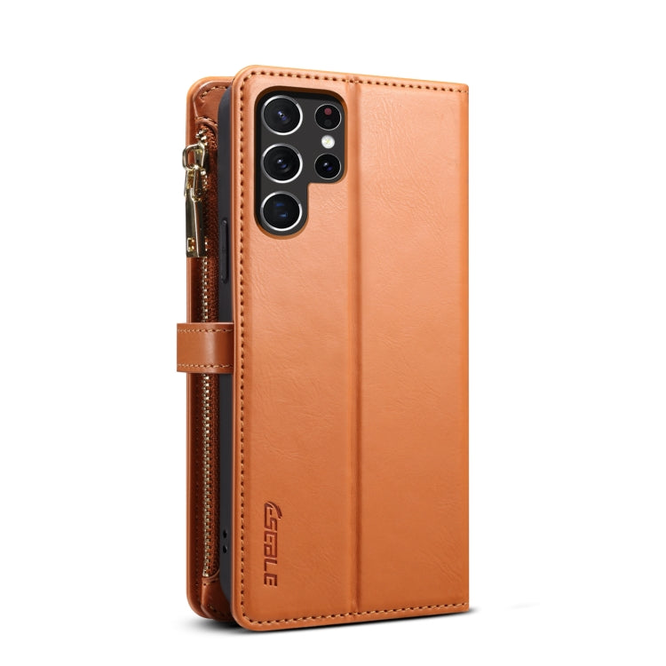 For Samsung Galaxy S22 Ultra 5G ESEBLE Star Series Lanyard Zipper Wallet RFID Leather Case(Brown) - Galaxy S22 Ultra 5G Cases by ESEBLE | Online Shopping South Africa | PMC TechLife | Buy Now Pay Later Mobicred