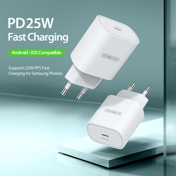 DUZZONA T6 PD 25W USB-C/Type-C Single Port Travel Charger,EU Plug(White) - USB Charger by DUZZONA | Online Shopping South Africa | PMC TechLife | Buy Now Pay Later Mobicred