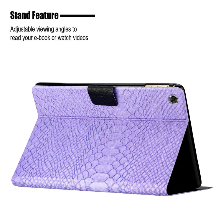 For Lenovo Tab M10 3rd Gen Solid Color Crocodile Texture Leather Smart Tablet Case(Purple) - Lenovo by PMC TechLife | Online Shopping South Africa | PMC TechLife | Buy Now Pay Later Mobicred
