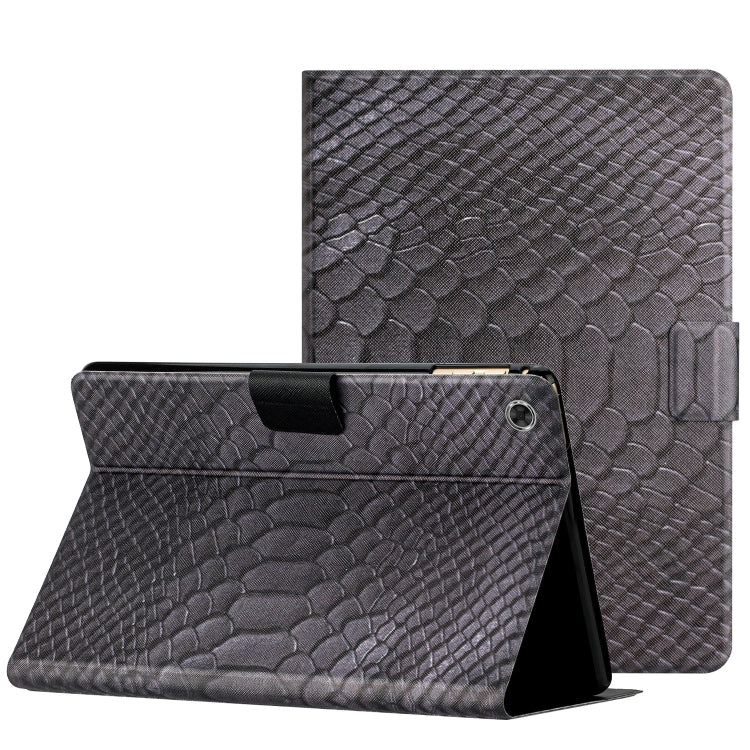 For Lenovo Tab M10 Plus 10.6 3rd Gen 2022 Solid Color Crocodile Texture Leather Smart Tablet Case(Black) - Lenovo by PMC TechLife | Online Shopping South Africa | PMC TechLife | Buy Now Pay Later Mobicred
