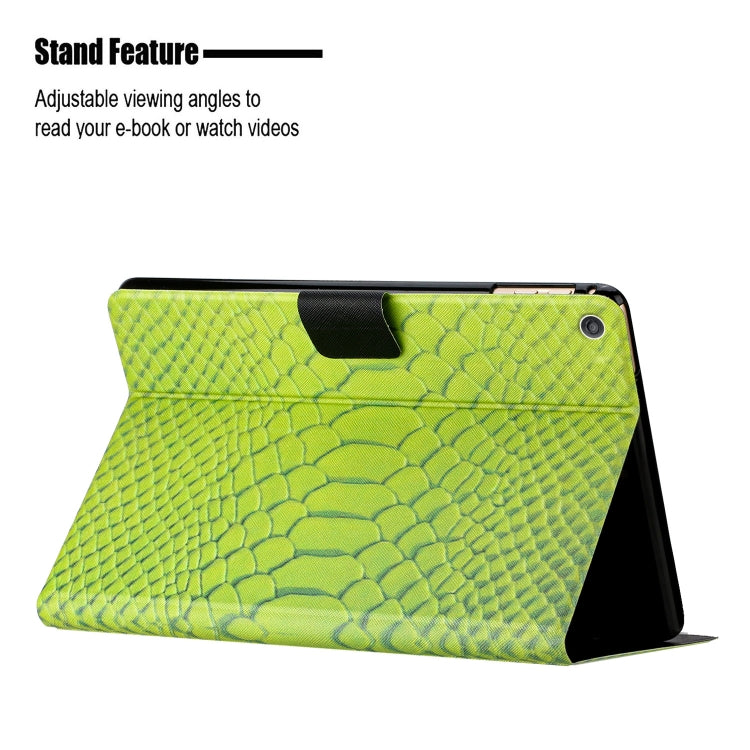 For Amazon Kindle Fire HD 10 2019/2017/2015 Solid Color Crocodile Texture Leather Smart Tablet Case(Green) - Amazon by PMC TechLife | Online Shopping South Africa | PMC TechLife | Buy Now Pay Later Mobicred