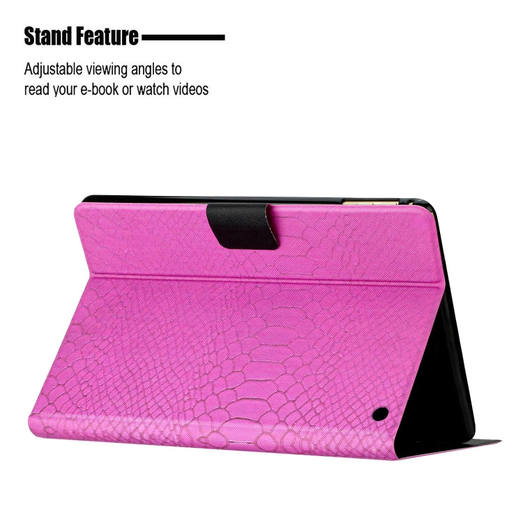 For Amazon Kindle Fire HD 10 2021 Solid Color Crocodile Texture Leather Smart Tablet Case(Rose Red) - Amazon by PMC TechLife | Online Shopping South Africa | PMC TechLife | Buy Now Pay Later Mobicred