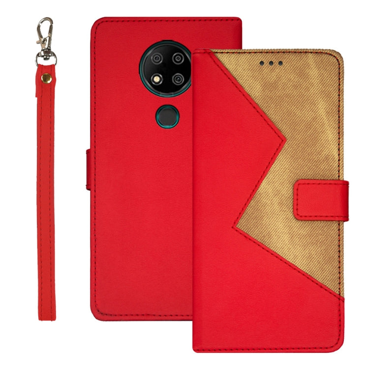 For Oukitel C19 Pro idewei Two-color Splicing Leather Phone Case(Red) - More Brand by idewei | Online Shopping South Africa | PMC Jewellery | Buy Now Pay Later Mobicred