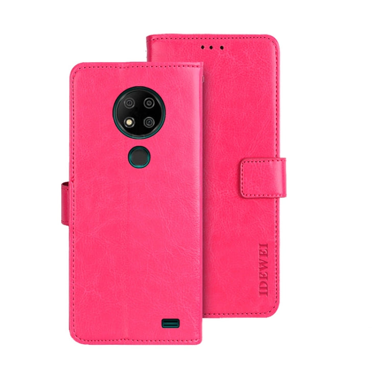 For Oukitel C19 Pro idewei Crazy Horse Texture Leather Phone Case(Rose Red) - More Brand by idewei | Online Shopping South Africa | PMC Jewellery | Buy Now Pay Later Mobicred