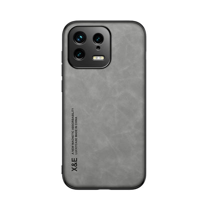 For Xiaomi 13 Skin Feel Magnetic Leather Back Phone Case(Light Grey) - 13 Cases by PMC Jewellery | Online Shopping South Africa | PMC Jewellery