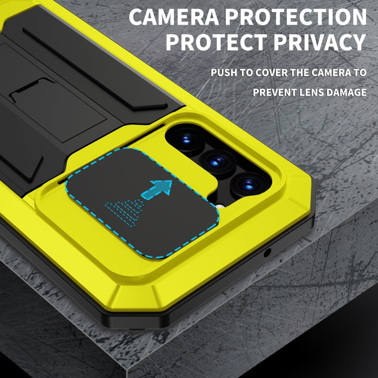 For Samsung Galaxy S23 5G R-JUST Sliding Camera Design Life Waterproof Dustproof Shockproof Phone Case(Yellow) - Galaxy S23 5G Cases by R-JUST | Online Shopping South Africa | PMC TechLife | Buy Now Pay Later Mobicred