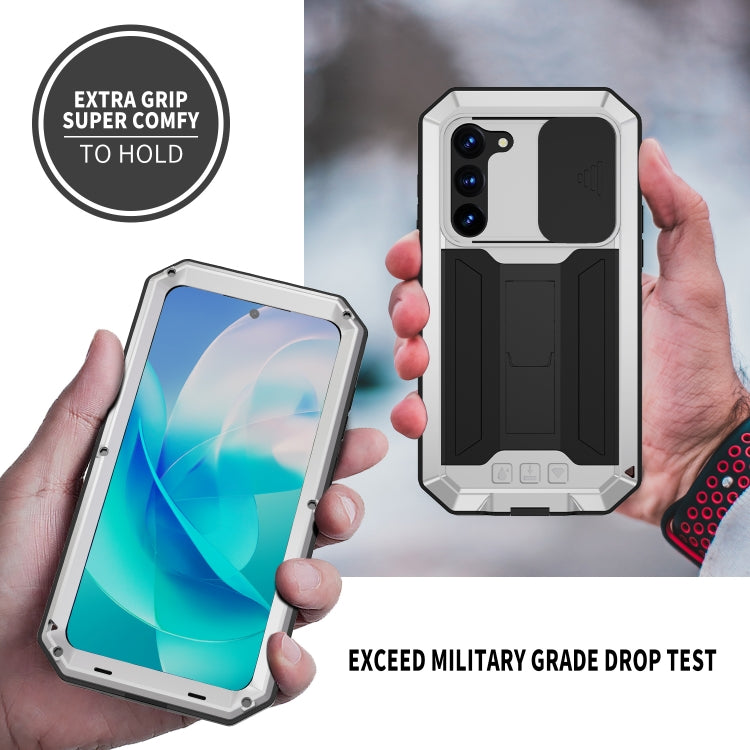 For Samsung Galaxy S23 5G R-JUST Sliding Camera Design Life Waterproof Dustproof Shockproof Phone Case(Silver) - Galaxy S23 5G Cases by R-JUST | Online Shopping South Africa | PMC TechLife | Buy Now Pay Later Mobicred