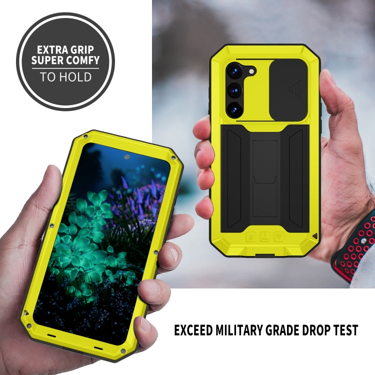 For Samsung Galaxy S23+ 5G R-JUST Sliding Camera Design Life Waterproof Dustproof Shockproof Phone Case(Yellow) - Galaxy S23+ 5G Cases by R-JUST | Online Shopping South Africa | PMC TechLife | Buy Now Pay Later Mobicred