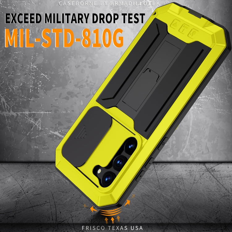 For Samsung Galaxy S23+ 5G R-JUST Sliding Camera Design Life Waterproof Dustproof Shockproof Phone Case(Yellow) - Galaxy S23+ 5G Cases by R-JUST | Online Shopping South Africa | PMC TechLife | Buy Now Pay Later Mobicred