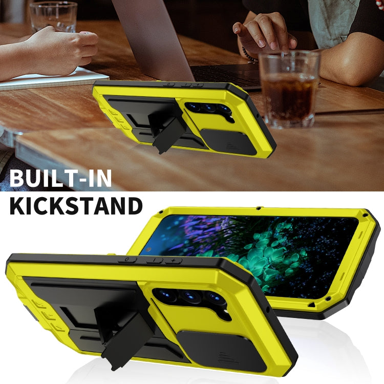 For Samsung Galaxy S23+ 5G R-JUST Sliding Camera Design Life Waterproof Dustproof Shockproof Phone Case(Yellow) - Galaxy S23+ 5G Cases by R-JUST | Online Shopping South Africa | PMC TechLife | Buy Now Pay Later Mobicred