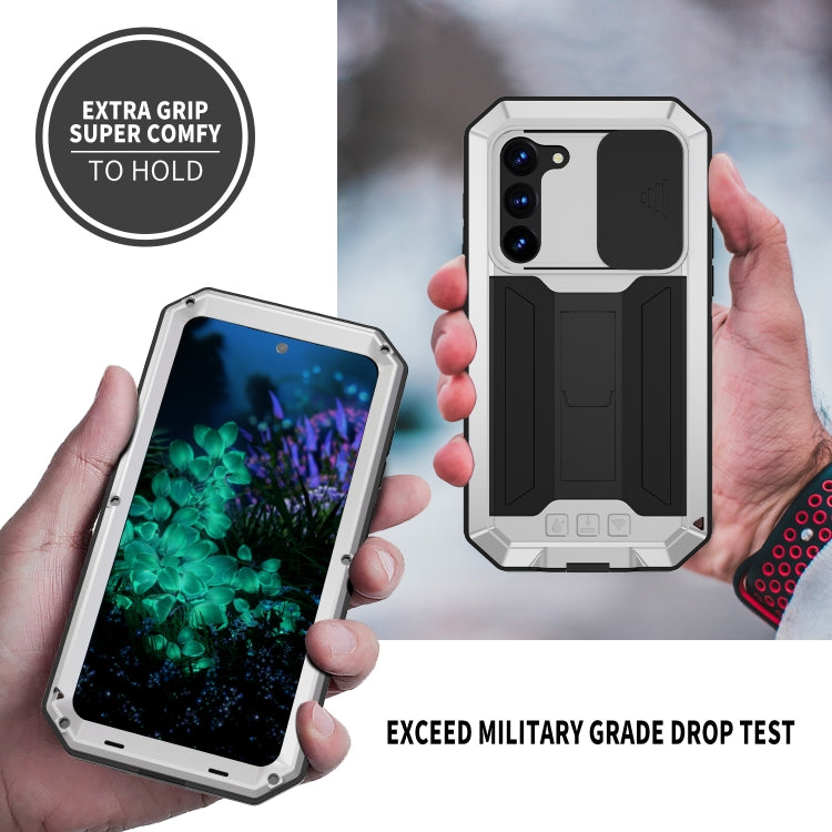For Samsung Galaxy S23+ 5G R-JUST Sliding Camera Design Life Waterproof Dustproof Shockproof Phone Case(Silver) - Galaxy S23+ 5G Cases by R-JUST | Online Shopping South Africa | PMC TechLife | Buy Now Pay Later Mobicred