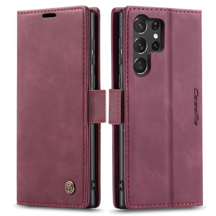 For Samsung Galaxy S23 Ultra 5G CaseMe 013 Multifunctional Horizontal Flip Leather Phone Case(Wine Red) - free shipping - PMC Jewellery - Order now!