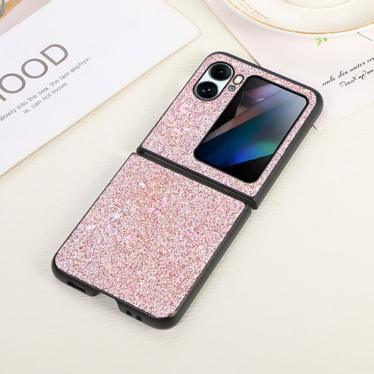 For OPPO Find N2 Flip Glitter Powder PU Phone Case(Pink) - Find N2 Flip Cases by PMC Jewellery | Online Shopping South Africa | PMC Jewellery