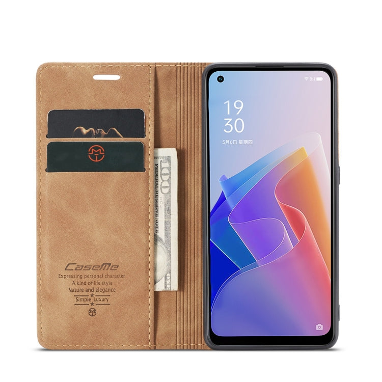 CaseMe 013 Multifunctional Horizontal Flip Leather Phone Case For OPPO Reno7 Z Global/Reno7 Lite Global/Reno8 Lite Global/F21 Pro 5G Global/Reno8 Z Global(Brown) - OPPO Cases by CaseMe | Online Shopping South Africa | PMC Jewellery | Buy Now Pay Later Mobicred