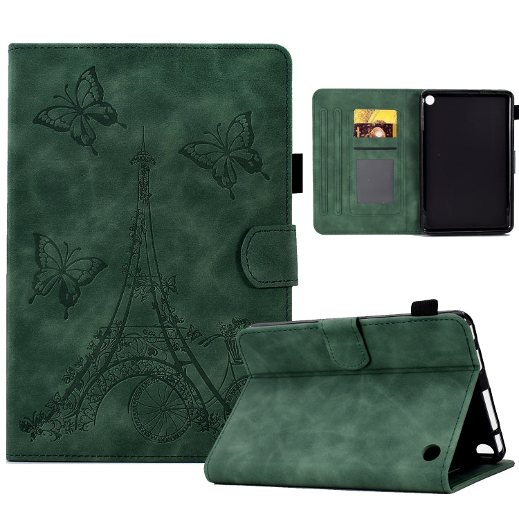 For Amazon Kindle Fire HD8 2022/2020 Tower Embossed Leather Smart Tablet Case(Green) - Amazon by PMC TechLife | Online Shopping South Africa | PMC TechLife | Buy Now Pay Later Mobicred