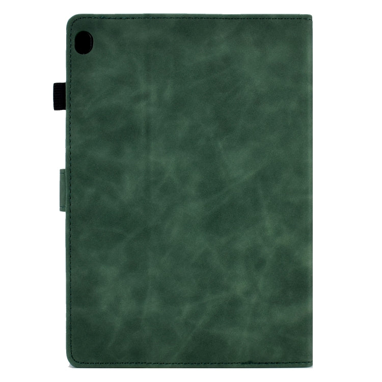 For Lenovo M10 Tower Embossed Leather Smart Tablet Case(Green) - Lenovo by PMC TechLife | Online Shopping South Africa | PMC TechLife | Buy Now Pay Later Mobicred