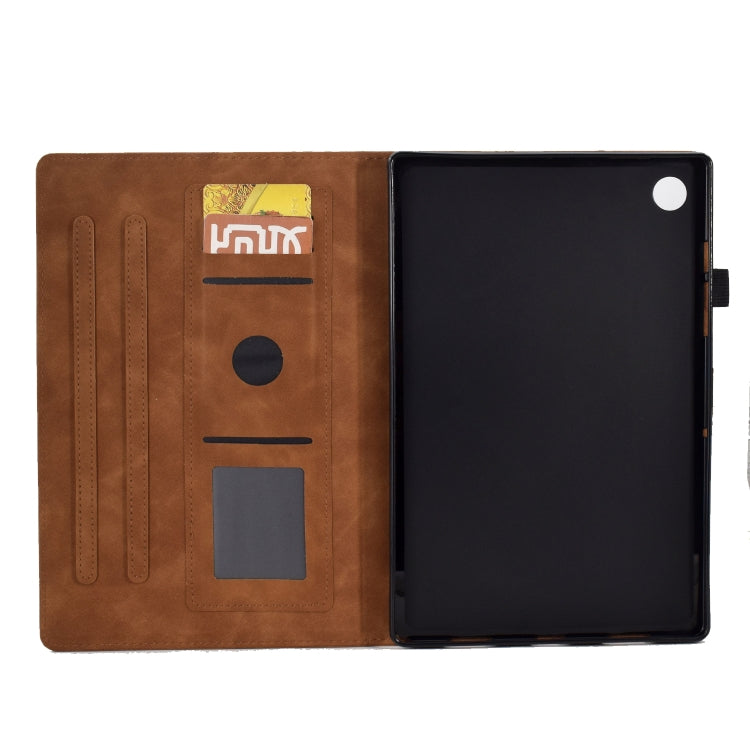 For Lenovo Tab M10 Plus 3rd Gen Tower Embossed Leather Smart Tablet Case(Brown) - Lenovo by PMC TechLife | Online Shopping South Africa | PMC TechLife | Buy Now Pay Later Mobicred