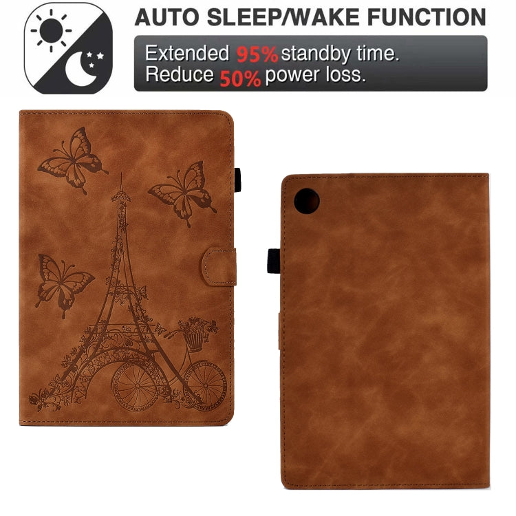 For Lenovo Tab M10 Plus 3rd Gen Tower Embossed Leather Smart Tablet Case(Brown) - Lenovo by PMC TechLife | Online Shopping South Africa | PMC TechLife | Buy Now Pay Later Mobicred
