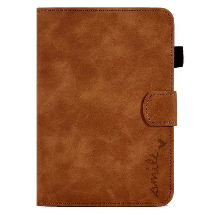 For Amazon Kindle Youth Version 2022 Embossed Smile Flip Tablet Leather Smart Case(Brown) - Amazon by PMC TechLife | Online Shopping South Africa | PMC TechLife | Buy Now Pay Later Mobicred