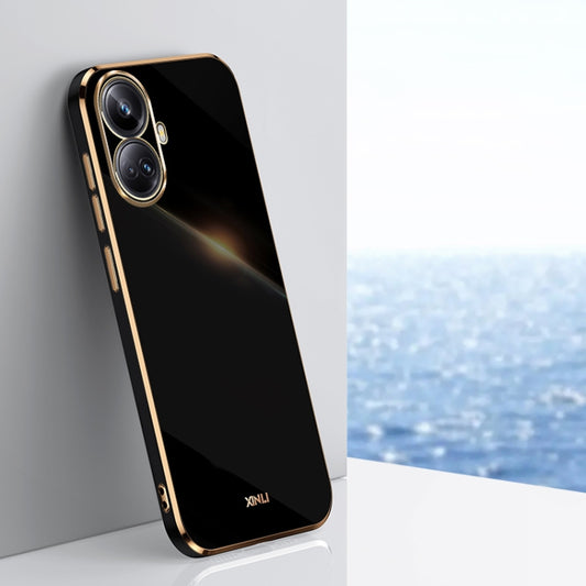 For Realme 10 Pro+ XINLI Straight 6D Plating Gold Edge TPU Phone Case(Black) - Realme Cases by PMC Jewellery | Online Shopping South Africa | PMC Jewellery | Buy Now Pay Later Mobicred