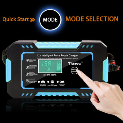 Motorcycle / Car Battery Smart Charger with LCD Creen, Plug Type:UK Plug(Blue) - Battery Charger by PMC Jewellery | Online Shopping South Africa | PMC Jewellery | Buy Now Pay Later Mobicred