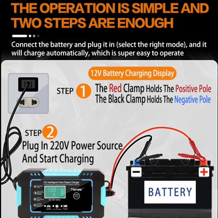 Motorcycle / Car Battery Smart Charger with LCD Creen, Plug Type:AU Plug(Blue) - Battery Charger by PMC Jewellery | Online Shopping South Africa | PMC Jewellery | Buy Now Pay Later Mobicred