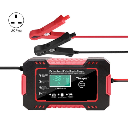 Motorcycle / Car Battery Smart Charger with LCD Creen, Plug Type:UK Plug(Red) - Battery Charger by PMC Jewellery | Online Shopping South Africa | PMC Jewellery | Buy Now Pay Later Mobicred