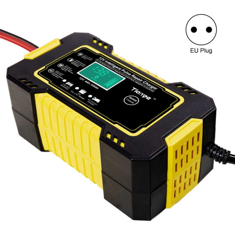 Motorcycle / Car Battery Smart Charger with LCD Creen, Plug Type:EU Plug(Yellow) - Battery Charger by PMC Jewellery | Online Shopping South Africa | PMC Jewellery | Buy Now Pay Later Mobicred