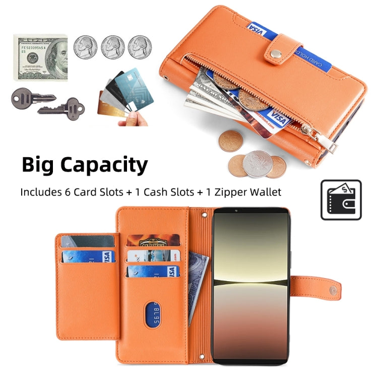 For Sony Xperia 5 IV Sheep Texture Cross-body Zipper Wallet Leather Phone Case(Orange) - Sony Cases by PMC TechLife | Online Shopping South Africa | PMC TechLife | Buy Now Pay Later Mobicred