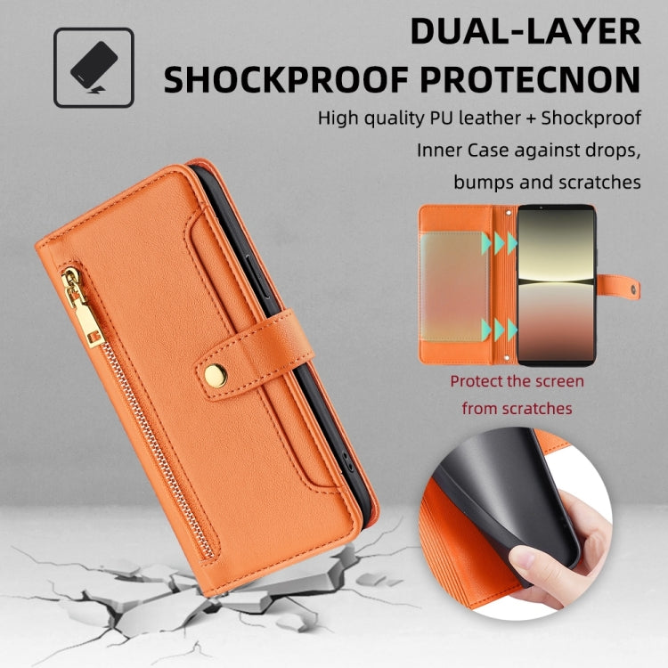 For Sony Xperia 5 IV Sheep Texture Cross-body Zipper Wallet Leather Phone Case(Orange) - Sony Cases by PMC TechLife | Online Shopping South Africa | PMC TechLife | Buy Now Pay Later Mobicred