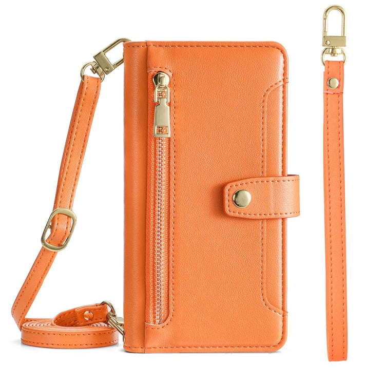 For Sony Xperia Ace III Sheep Texture Cross-body Zipper Wallet Leather Phone Case(Orange) - Sony Cases by PMC TechLife | Online Shopping South Africa | PMC TechLife | Buy Now Pay Later Mobicred