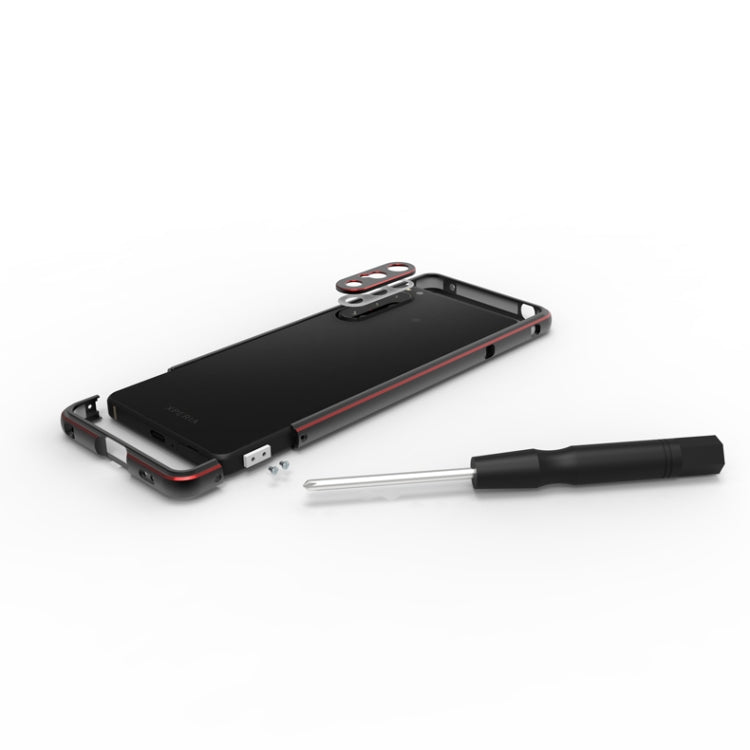 For Sony Xperia 5 ��� Aurora Series Lens Protector + Metal Frame Phone Case(Black+Purple) - Sony Cases by PMC TechLife | Online Shopping South Africa | PMC TechLife | Buy Now Pay Later Mobicred
