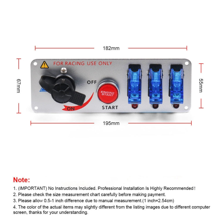 12V Racing Car LED Ignition Switch One Key Start Combination Panel - Car Switches by PMC Jewellery | Online Shopping South Africa | PMC Jewellery | Buy Now Pay Later Mobicred