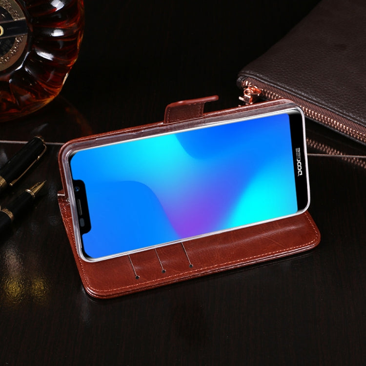 For Doogee X70 idewei  Crazy Horse Texture Horizontal Flip Leather Case with Holder & Card Slots & Wallet(Yellow) - More Brand by idewei | Online Shopping South Africa | PMC TechLife | Buy Now Pay Later Mobicred
