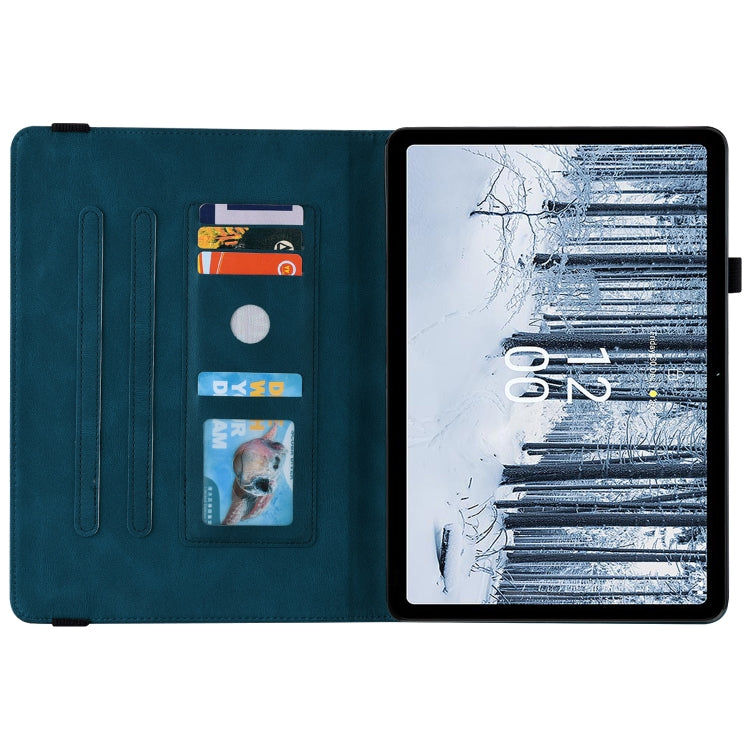 For Nokia T21 Butterfly Flower Embossed Leather Tablet Case(Blue) - free shipping - PMC TechLife - Order now!